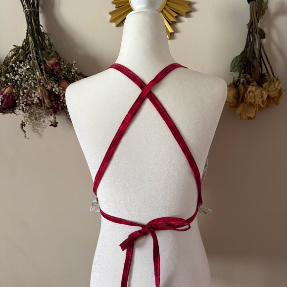 Cottagecore Handmade  Strawberry and Cherry Print Halter Top - Picture 3 of 3